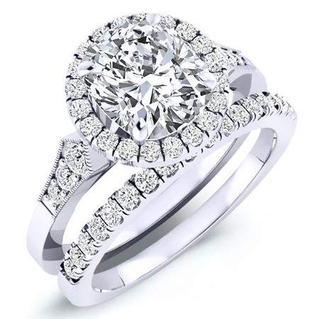 3.00 ct - Kalmia - GIA Natural Cushion Diamond Bridal Set