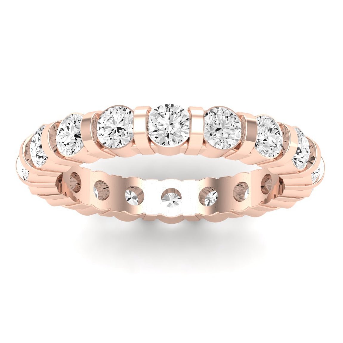 Kerria Round Cut Moissanite Eternity Band rosegold
