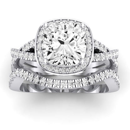 Moonflower Diamond Matching Band Only ( Engagement Ring Not Included) For Ring With Cushion Center whitegold