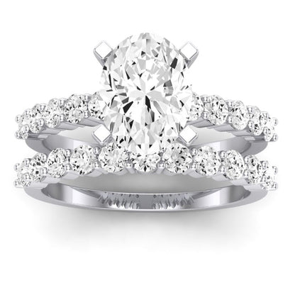 Magnolia Diamond Matching Band Only (does Not Include Engagement Ring) For Ring With Cushion Center whitegold