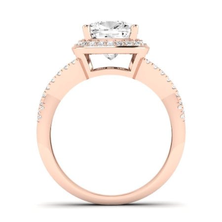 Moonflower Diamond Matching Band Only ( Engagement Ring Not Included) For Ring With Cushion Center rosegold