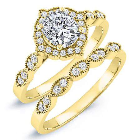 Petal Diamond Matching Band Only (engagement Ring Not Included) For Ring With Cushion Center yellowgold