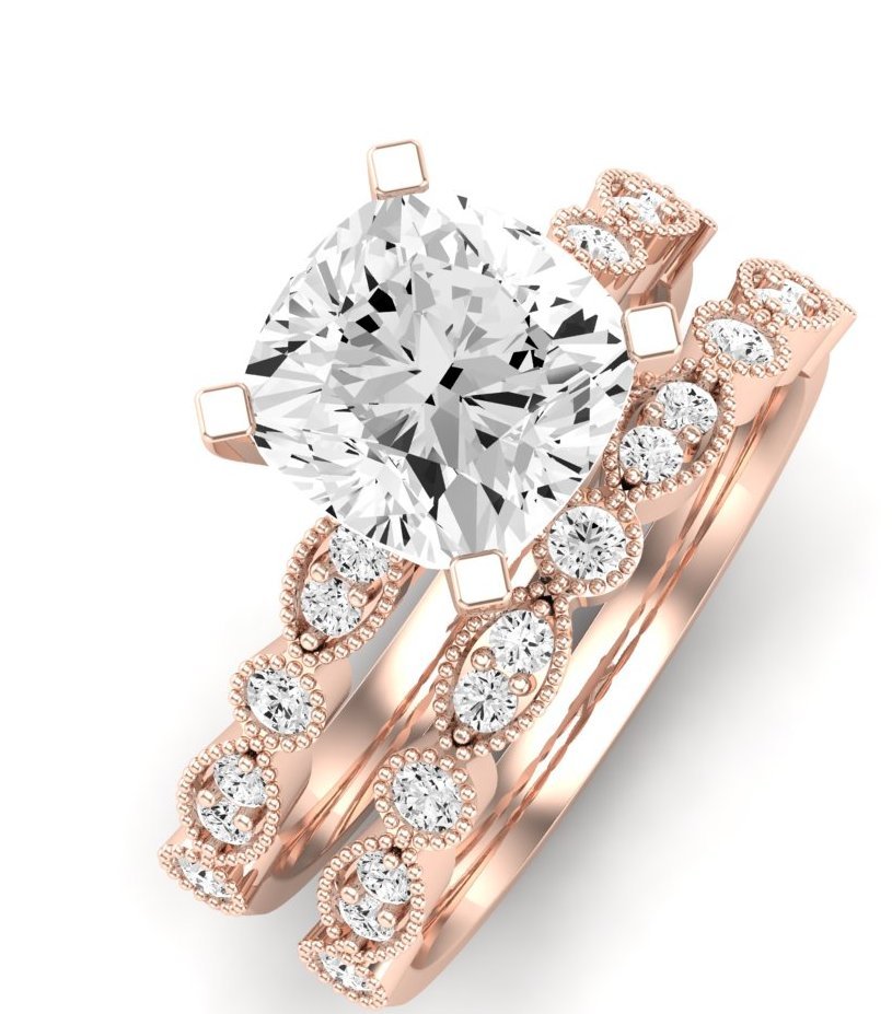 Marigold Diamond Matching Band Only (does Not Include Engagement Ring) For Ring With Cushion Center rosegold