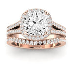 Silene Diamond Matching Band Only ( Engagement Ring Not Included) For Ring With Cushion Center rosegold