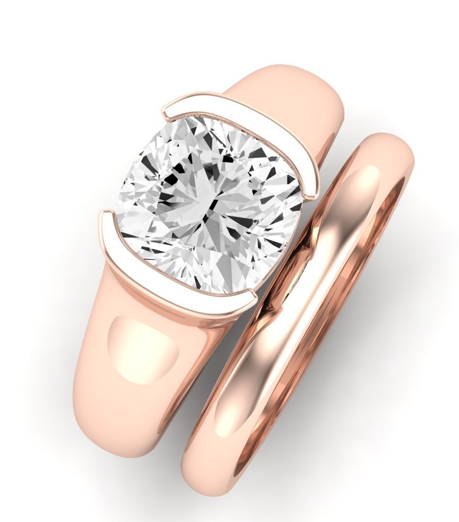 Jasmine Diamond Matching Band Only (does Not Include Engagement Ring) For Ring With Cushion Center rosegold