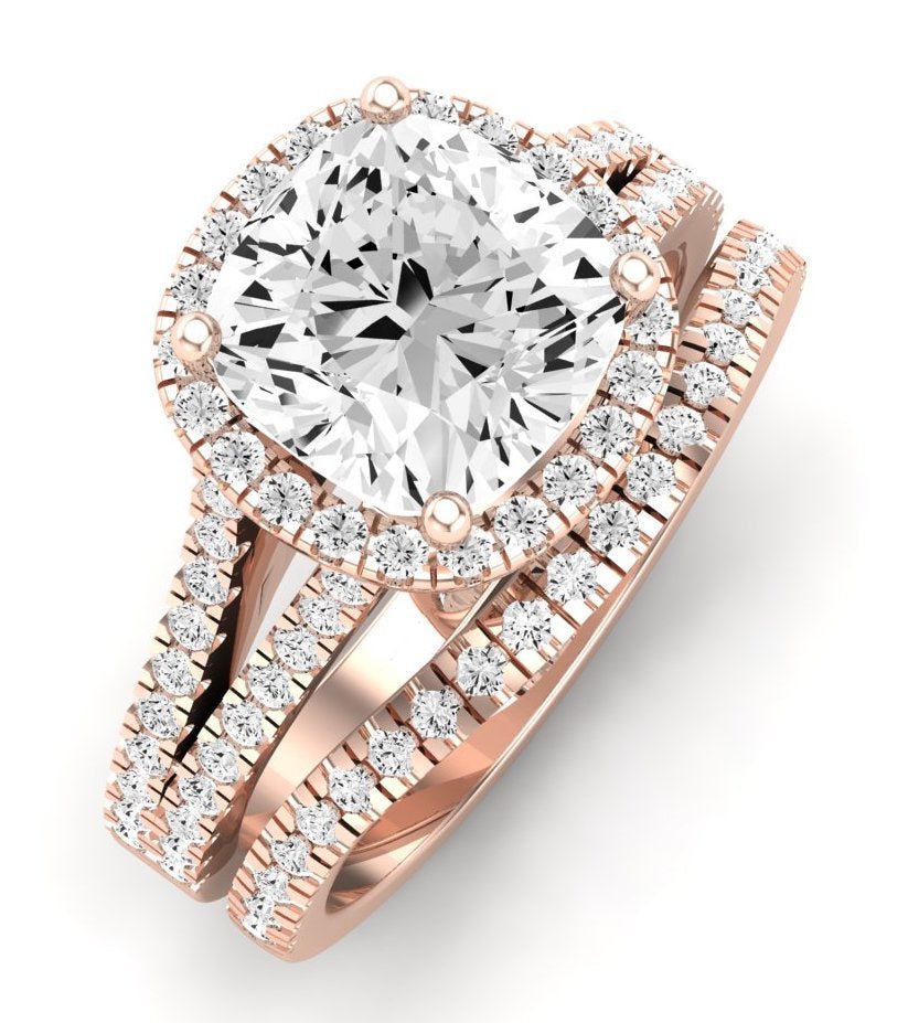 Silene Diamond Matching Band Only ( Engagement Ring Not Included) For Ring With Cushion Center rosegold