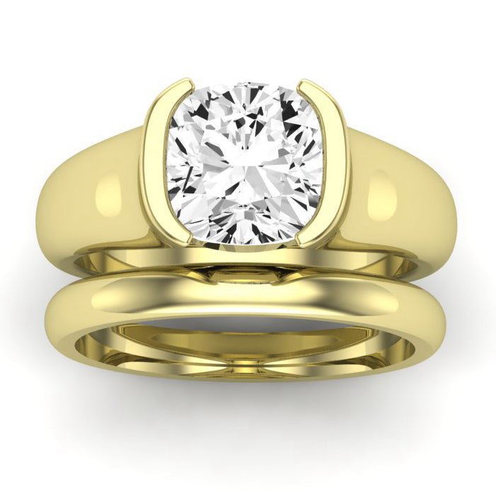 Jasmine Diamond Matching Band Only (does Not Include Engagement Ring) For Ring With Cushion Center yellowgold