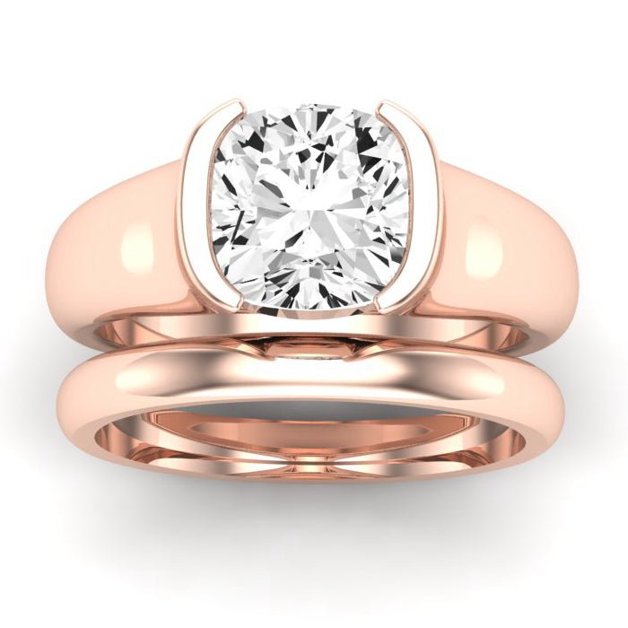 Jasmine Diamond Matching Band Only (does Not Include Engagement Ring) For Ring With Cushion Center rosegold
