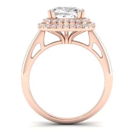 Tulip Diamond Matching Band Only ( Engagement Ring Not Included) For Ring With Cushion Center rosegold