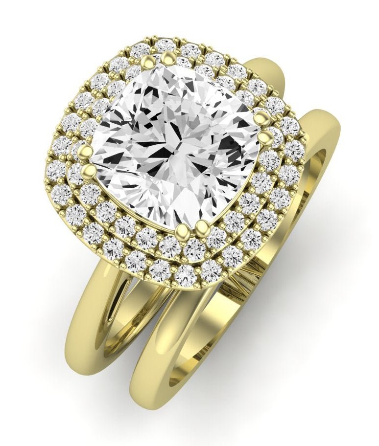 Tulip Diamond Matching Band Only ( Engagement Ring Not Included) For Ring With Cushion Center yellowgold