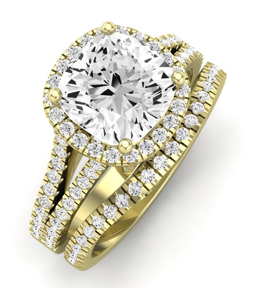 Silene Diamond Matching Band Only ( Engagement Ring Not Included) For Ring With Cushion Center yellowgold