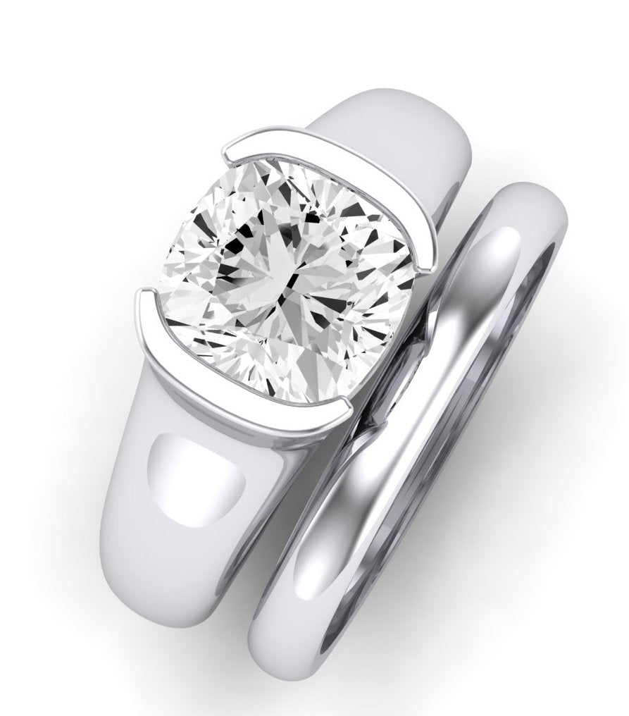 Jasmine Diamond Matching Band Only (does Not Include Engagement Ring) For Ring With Cushion Center whitegold