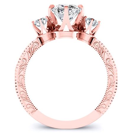 Tuberose Diamond Matching Band Only (engagement Ring Not Included) For Ring With Cushion Center rosegold