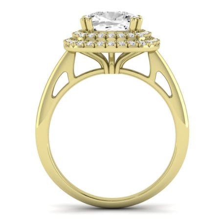 Tulip Diamond Matching Band Only ( Engagement Ring Not Included) For Ring With Cushion Center yellowgold