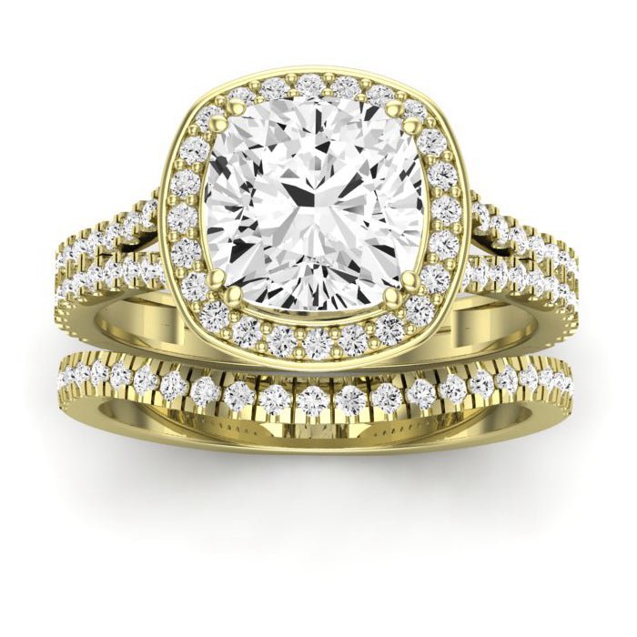 Tea Rose Diamond Matching Band Only (does Not Include Engagement Ring) For Ring With Cushion Center yellowgold