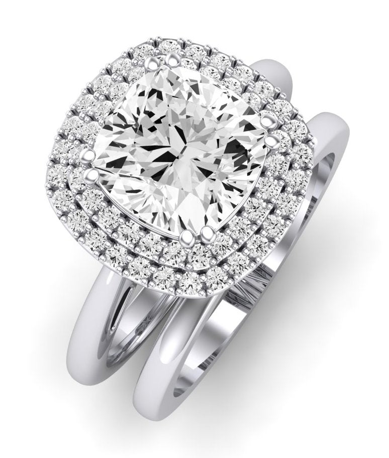 Tulip Diamond Matching Band Only ( Engagement Ring Not Included) For Ring With Cushion Center whitegold