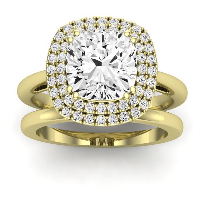 Tulip Diamond Matching Band Only ( Engagement Ring Not Included) For Ring With Cushion Center yellowgold