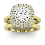 Tulip Diamond Matching Band Only ( Engagement Ring Not Included) For Ring With Cushion Center yellowgold