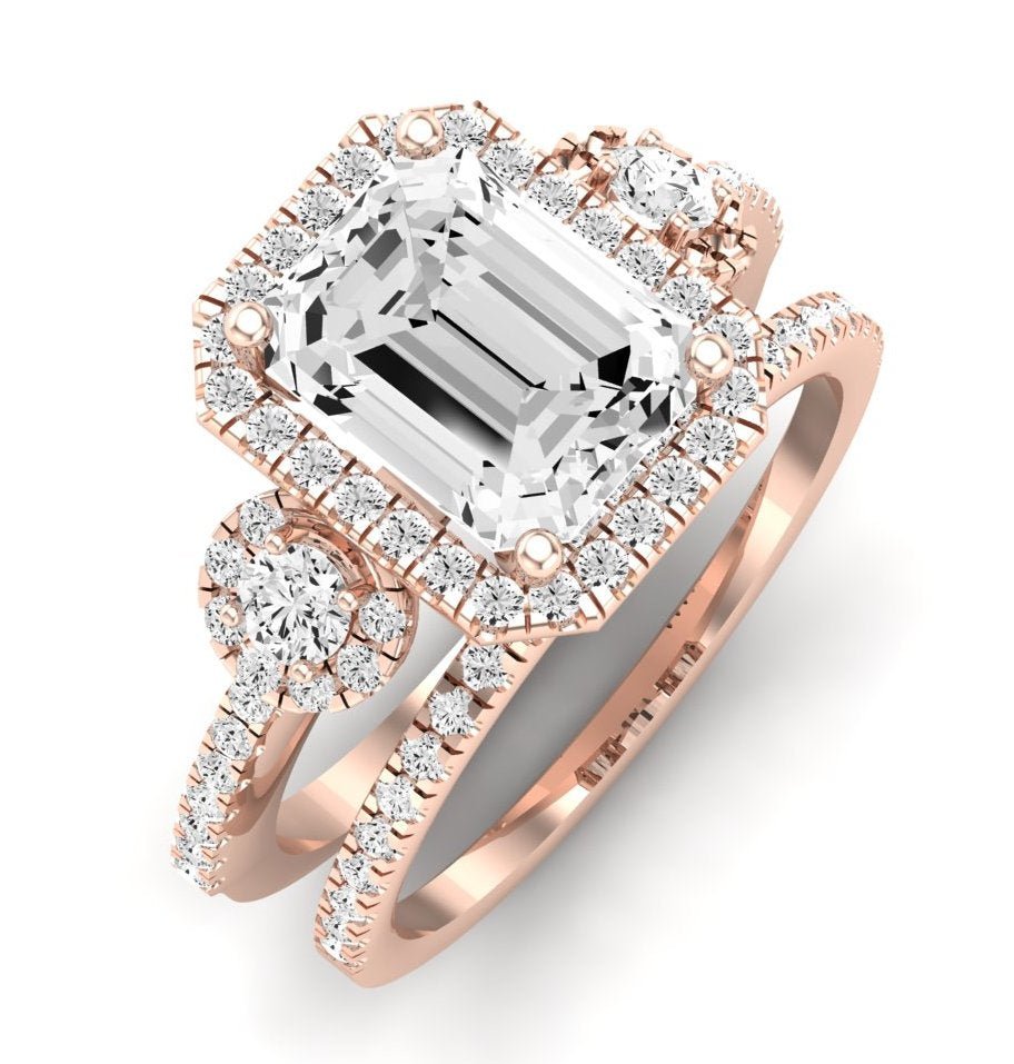 Lunaria Diamond Matching Band Only (does Not Include Engagement Ring) For Ring With Emerald Center rosegold