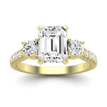 Primrose Diamond Matching Band Only ( Engagement Ring Not Included) For Ring With Emerald Center yellowgold