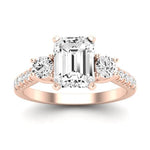 Primrose Diamond Matching Band Only ( Engagement Ring Not Included) For Ring With Emerald Center rosegold