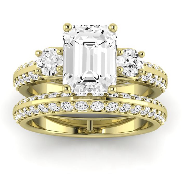 Thistle Diamond Matching Band Only ( Engagement Ring Not Included) For Ring With Emerald Center yellowgold