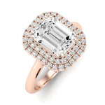 Tulip Diamond Matching Band Only ( Engagement Ring Not Included) For Ring With Emerald Center rosegold