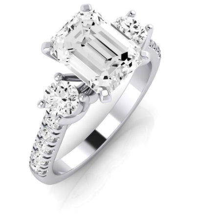 Primrose Diamond Matching Band Only ( Engagement Ring Not Included) For Ring With Emerald Center whitegold
