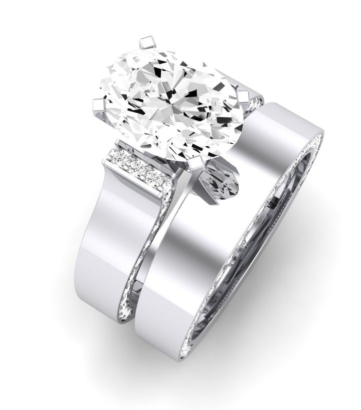 Lavender Diamond Matching Band Only (engagement Ring Not Included) For Ring With Oval Center whitegold