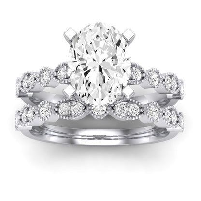 Marigold Diamond Matching Band Only (does Not Include Engagement Ring) For Ring With Oval Center whitegold