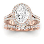 Tea Rose Diamond Matching Band Only (does Not Include Engagement Ring) For Ring With Oval Center rosegold