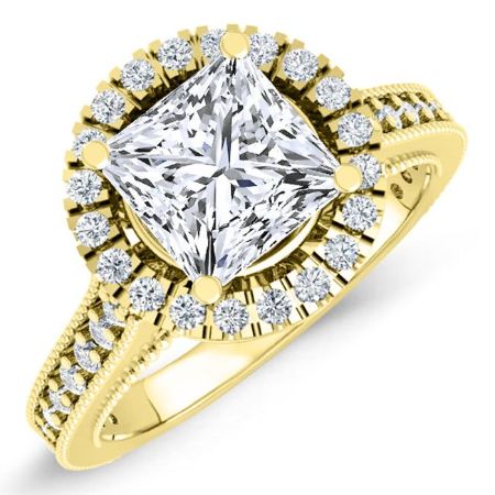 Mawar Diamond Matching Band Only (engagement Ring Not Included) For Ring With Princess Center yellowgold