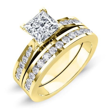 Petunia Diamond Matching Band Only (engagement Ring Not Included) For Ring With Princess Center yellowgold