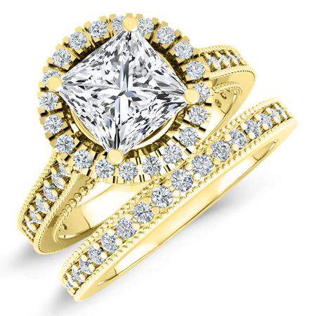 Mawar Diamond Matching Band Only (engagement Ring Not Included) For Ring With Princess Center yellowgold