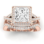 Moonflower Diamond Matching Band Only ( Engagement Ring Not Included) For Ring With Princess Center rosegold