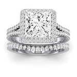 Tea Rose Diamond Matching Band Only (does Not Include Engagement Ring) For Ring With Princess Center whitegold
