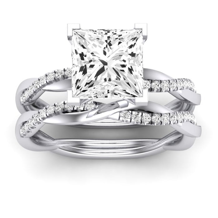 Iris Diamond Matching Band Only (does Not Include Engagement Ring) For Ring With Princess Center whitegold