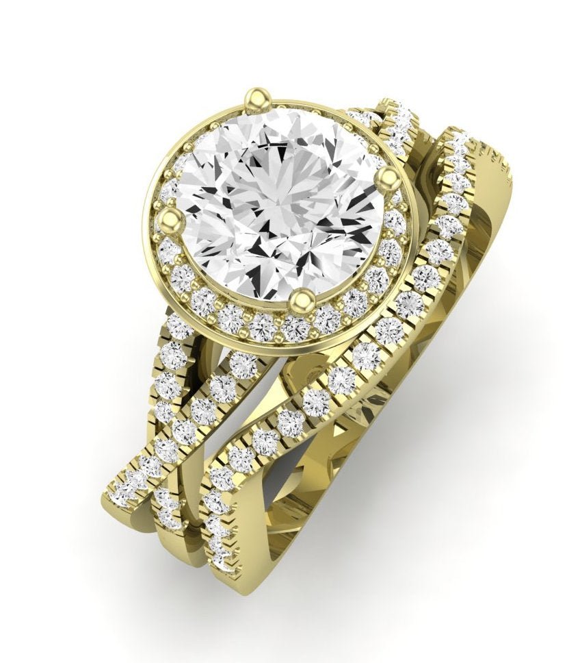 Moonflower Diamond Matching Band Only (does Not Include Engagement Ring) For Ring With Round Center yellowgold