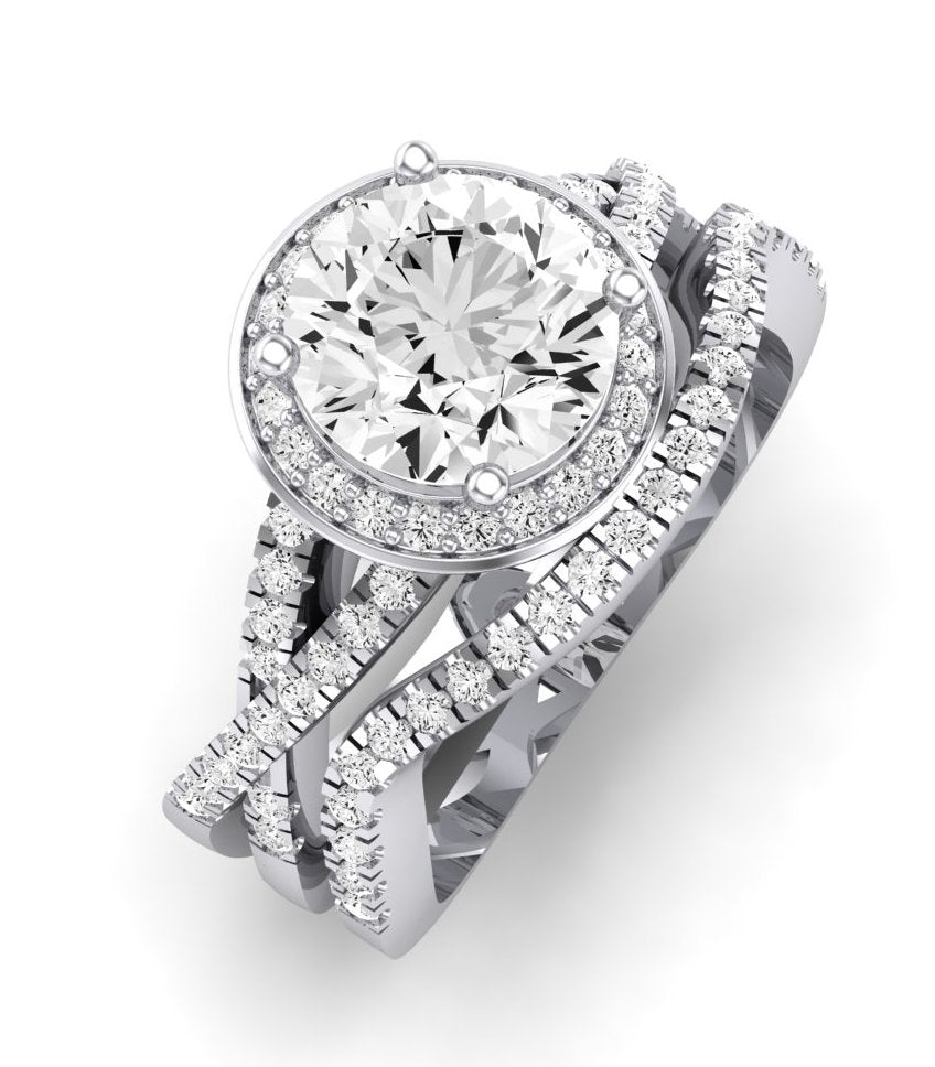 Moonflower Diamond Matching Band Only (does Not Include Engagement Ring) For Ring With Round Center whitegold