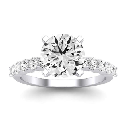Magnolia Diamond Matching Band Only (does Not Include Engagement Ring) For Ring With Round Center whitegold
