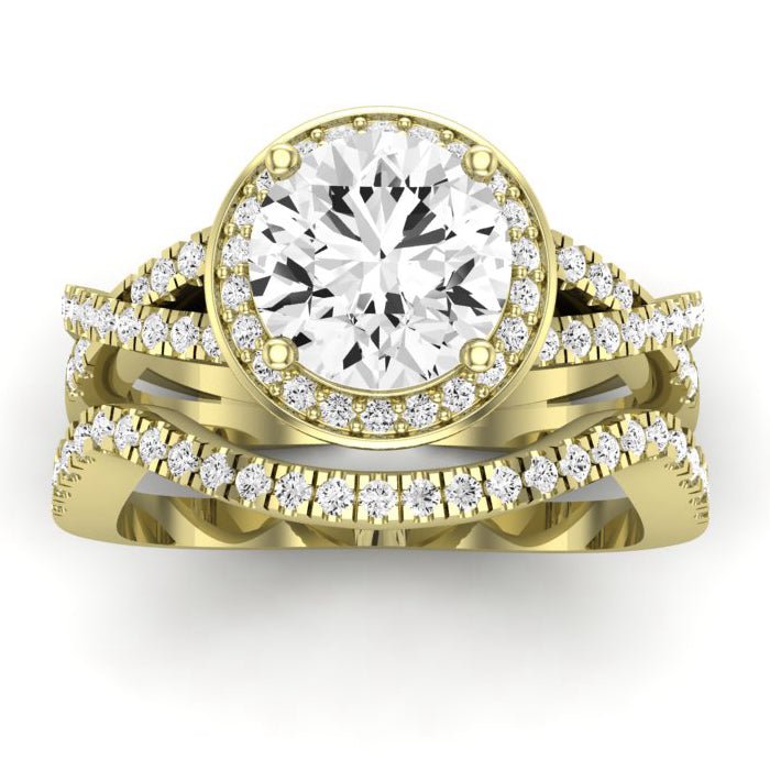 Moonflower Diamond Matching Band Only (does Not Include Engagement Ring) For Ring With Round Center yellowgold