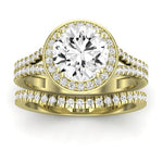 Tea Rose Diamond Matching Band Only (does Not Include Engagement Ring) For Ring With Round Center yellowgold