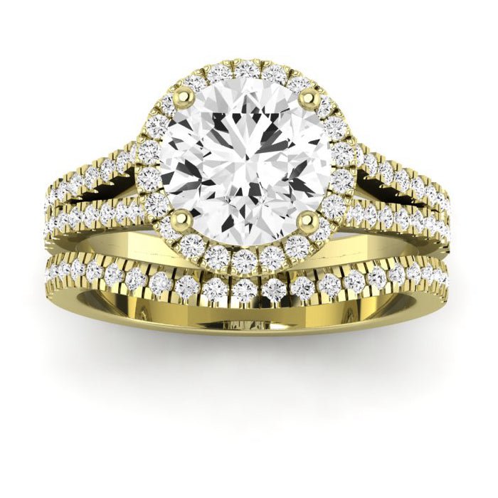 Silene Diamond Matching Band Only ( Engagement Ring Not Included) For Ring With Round Center yellowgold