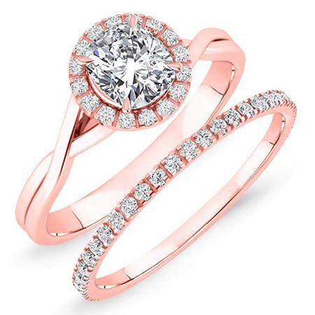 Larkspur Cushion Moissanite Bridal Set rosegold