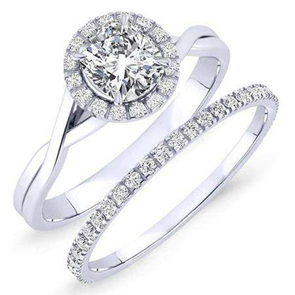 Larkspur Cushion Moissanite Bridal Set whitegold