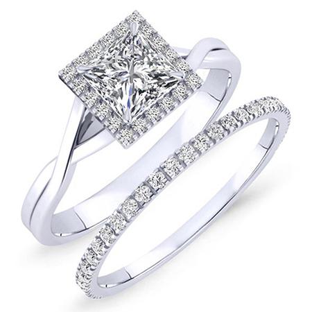 Larkspur Princess Moissanite Bridal Set whitegold