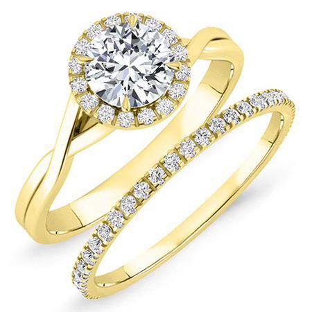 Larkspur Round Diamond Bridal Set (Lab Grown Igi Cert) yellowgold