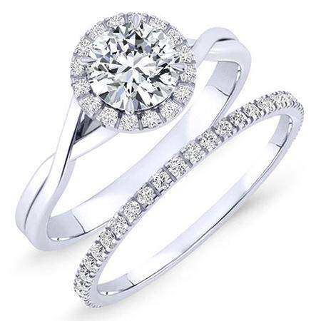 Larkspur Round Moissanite Bridal Set whitegold