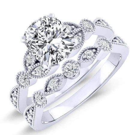 Laurel Cushion Diamond Bridal Set (Lab Grown Igi Cert) whitegold