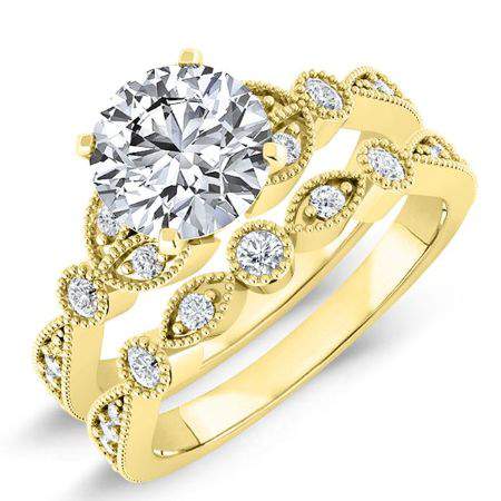 Laurel Round Diamond Bridal Set (Lab Grown Igi Cert) yellowgold